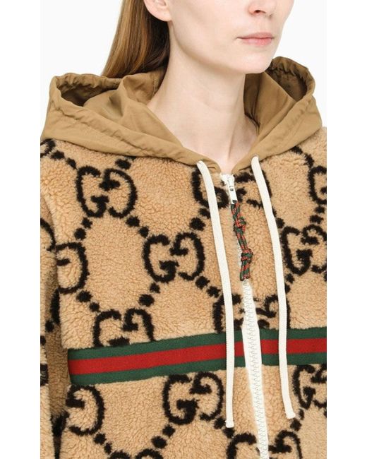 Gucci Natural Gg-pattern Fleece Jacket