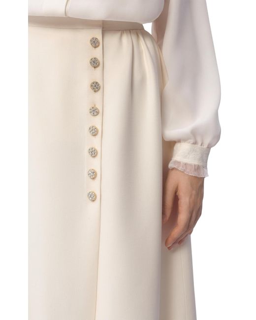 Valentino White Crepe Couture Midi Skirt