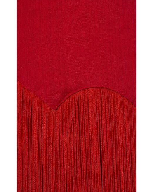 Kilentar Red Jade Fringed Cotton Maxi Dress