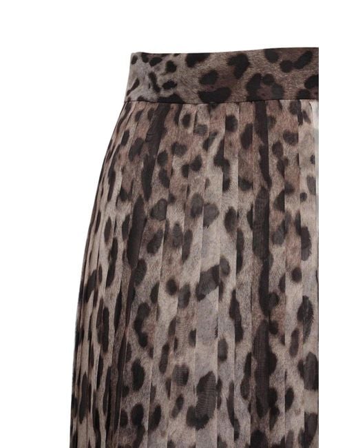 Dolce & Gabbana Brown Leopard-Print Chiffon Culottes