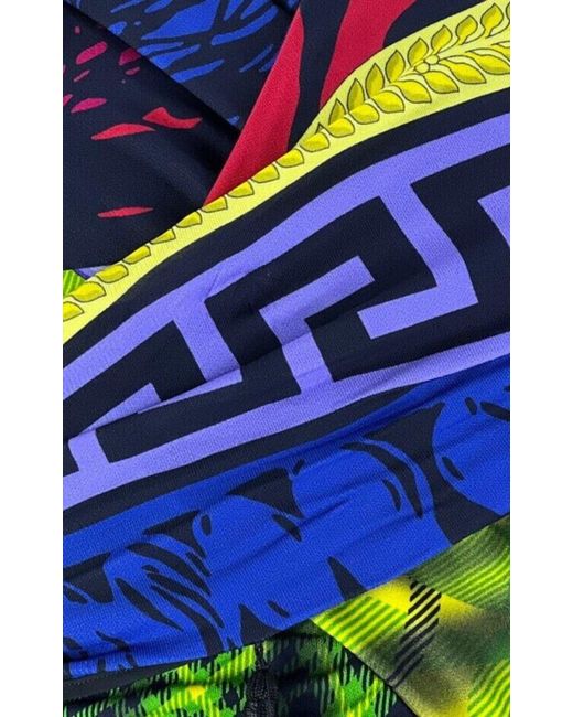 Versace Multicolor Mega Mix Print Fringe Mini Dress