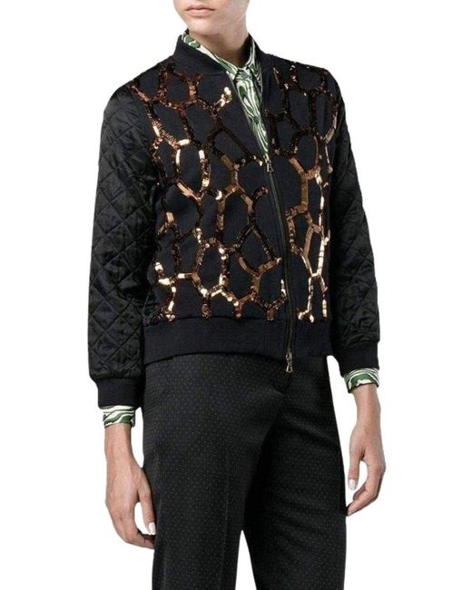 Dries Van Noten Black Hoezee Sequinned Zip-up Jacket