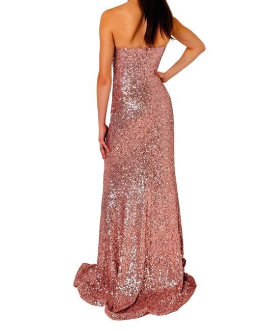 Cult Moda Red Sequin One-shoulder Bustier Prom Gown