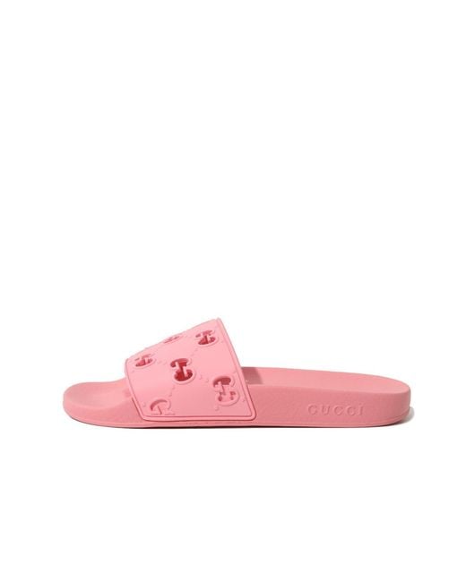 Gucci Pink Rose GG Slide Sandal