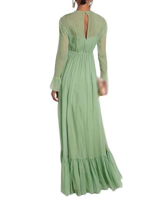 Gucci Green Chiffon Silk Dress | Lyst