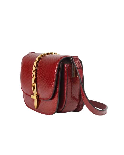 Gucci Red Sylvie 1969 Python Mini Shoulder Bag