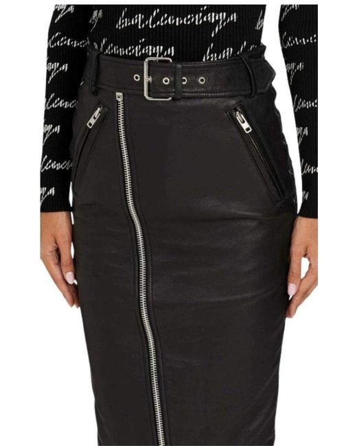 Balenciaga Black Leather Pencil Skirt Fr 38 (us 8)