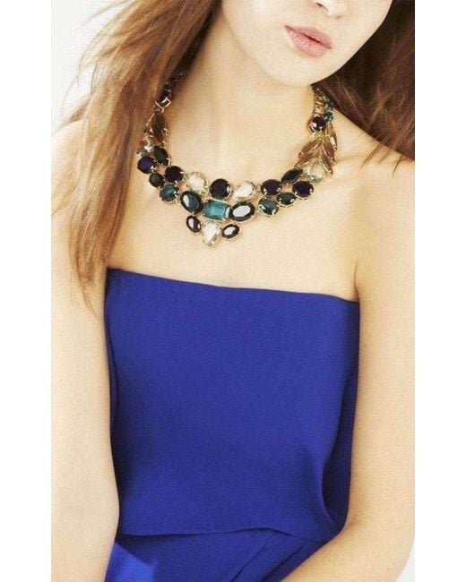 BCBGMAXAZRIA Blue Multi Color Stone Statement Necklace