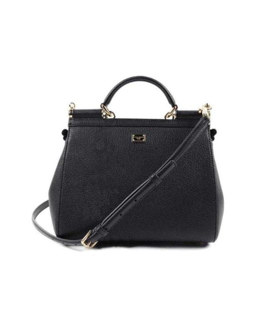 Dolce & Gabbana Black Sicily In Raffia Shoulder Leather Bag Us