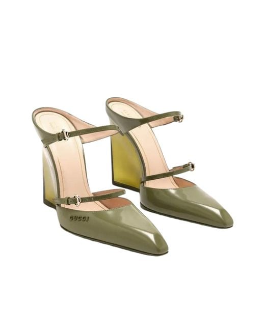 Gucci Green Christy 110 Wedge Mules