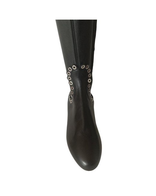 Alaïa Black Over Knee Studded Flat Boots