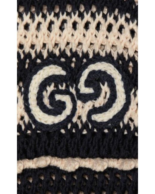Gucci Gray Crochet-knit Cotton Short Dress