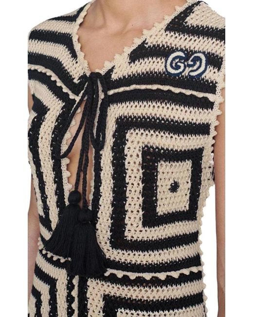 Gucci Gray Crochet-knit Cotton Short Dress