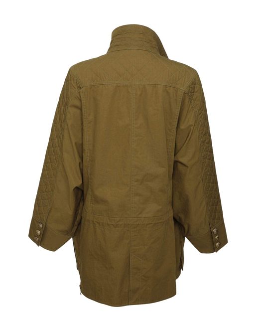 Balmain Green Cotton Quilted Trench Coat