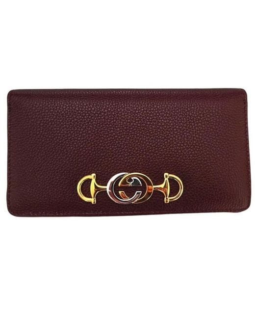Gucci Red Zumi Burgundy Zip Around Wallet