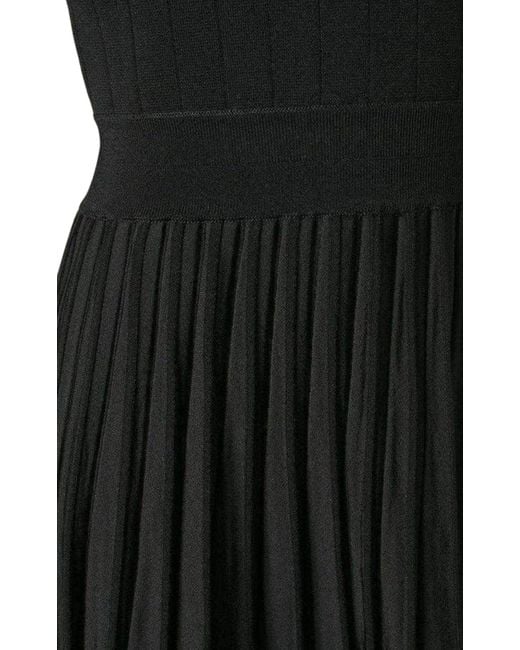 Balmain Black Ribbed Stretch Knit Mini Dress