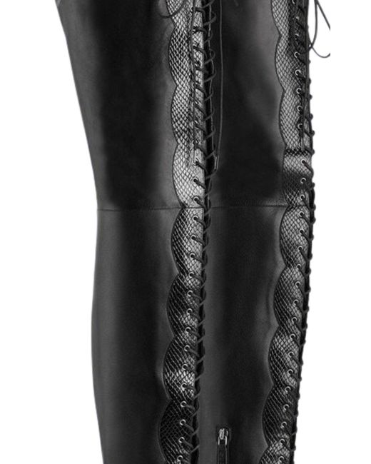 Gucci Black Harriet Leather Over The Knee Boots