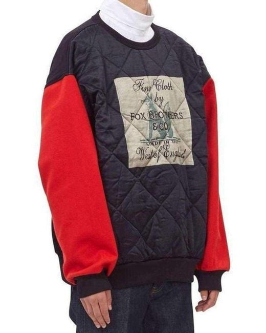 Dries Van Noten Red Fox Brothers Quilted Cotton Sweatshirt for men