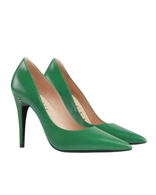 Gucci Pointed-toe 105mm Green Leather Pumps