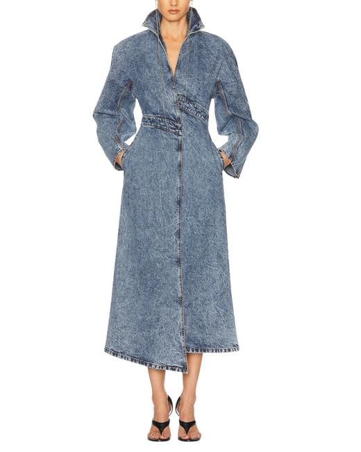 Alaïa Gray Spiral Denim Trench Coat