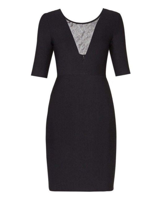 BCBGMAXAZRIA Black Jaydan Pointelle Trim Scoop-back Dress