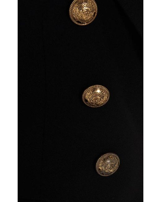 Balmain Black Classic Double-breasted Wool Blazer