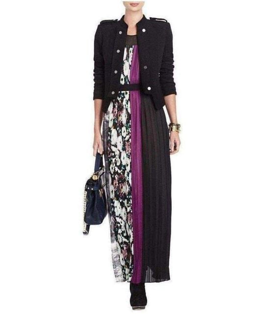 BCBGMAXAZRIA Purple Cerise Pleated Color Block Dress