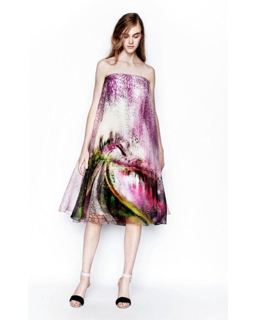 Mary Katrantzou Strapless Underwood Varro Evening Dress In Purple
