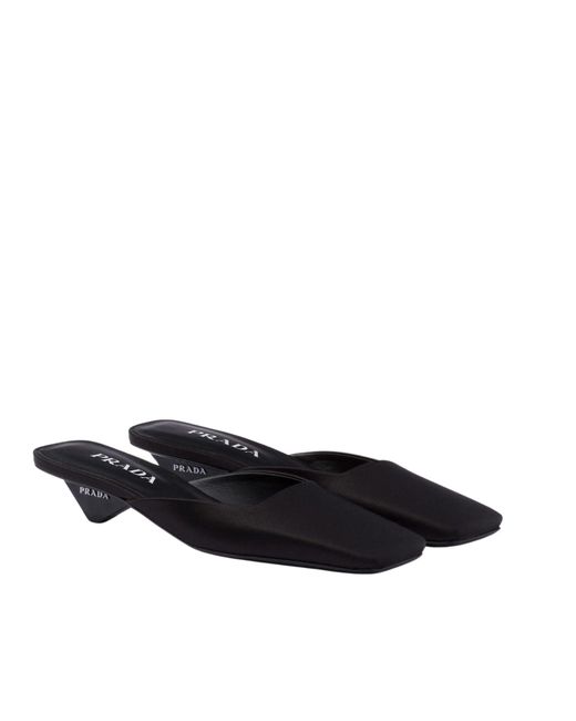Prada Black Satin Mule Loafers