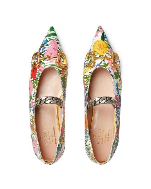 Gucci Blue Ken Scott Floral Ballerina Shoes