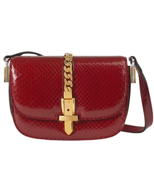 Gucci Red Sylvie 1969 Python Mini Shoulder Bag