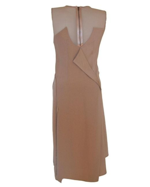 BCBGMAXAZRIA Brown Sleeveless Pleated Contrast-tulle Dress