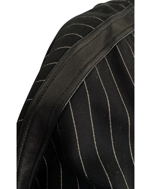 Balmain Blue Striped Cotton Teddy Jacket Black Gold
