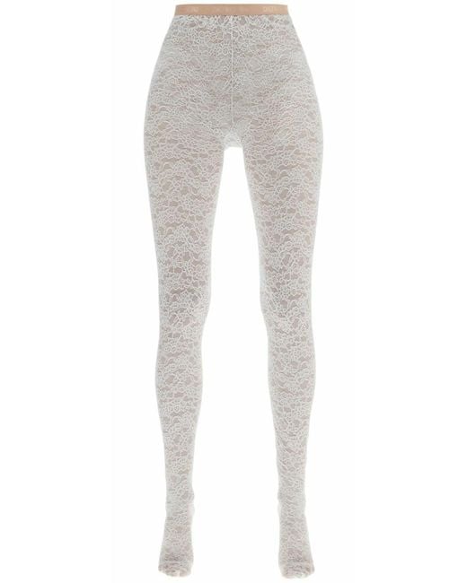 Valentino Gray White 'chez ' Lace Tights