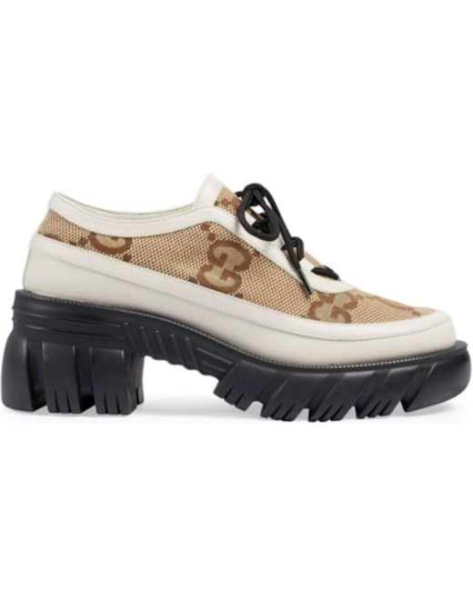 Gucci Gray GG Panelled Lace-up Shoes