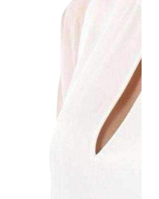BCBGMAXAZRIA White Sheer Chiffon Panels Silk Dress