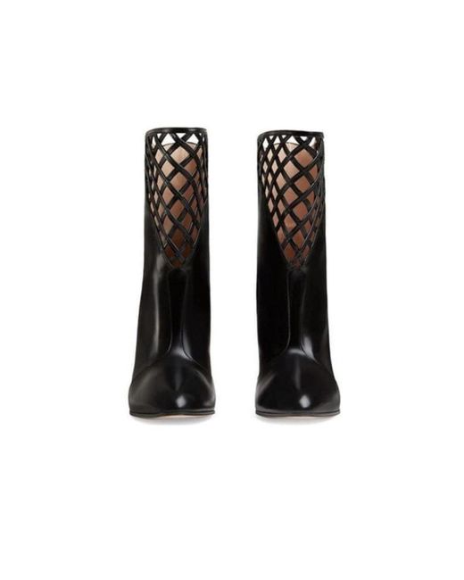 Gucci Black Cutout Leather Ankle Boot