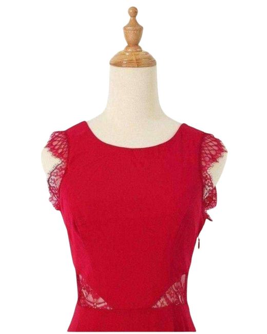 BCBGMAXAZRIA Red Karey Maxi Lace Detail Turkish Pink Dress