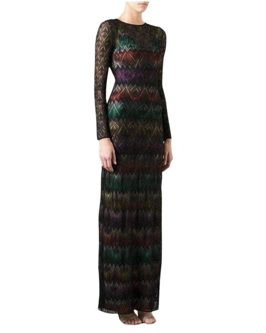 Missoni Black Zig Zag Crochet Sheer Dress It 42 (us 6)