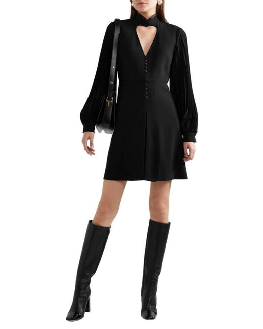 Gucci Black Heart Cutout Pleated Crepe Dress