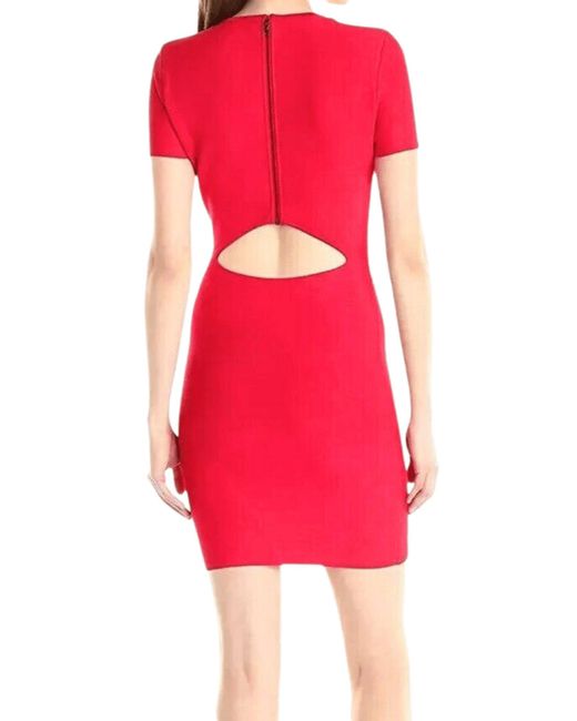BCBGMAXAZRIA Red Kaylen Embellished Cutout-back Dress