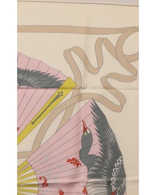 Gucci Multicolor Fly Swan Print Silk Scarf