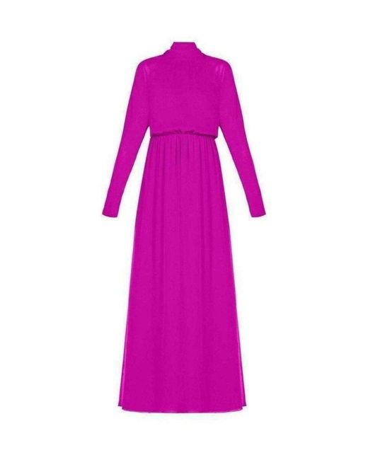 BCBGMAXAZRIA Pink Darci Tie-neck Silk Gown