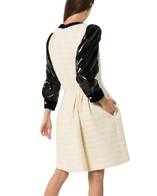 Gucci Natural Vinyl-sleeve Flared Mini Dress