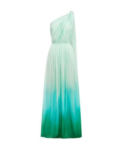 LEO LIN Green Adriana Ombre Turquoise One Shoulder Maxi Dress