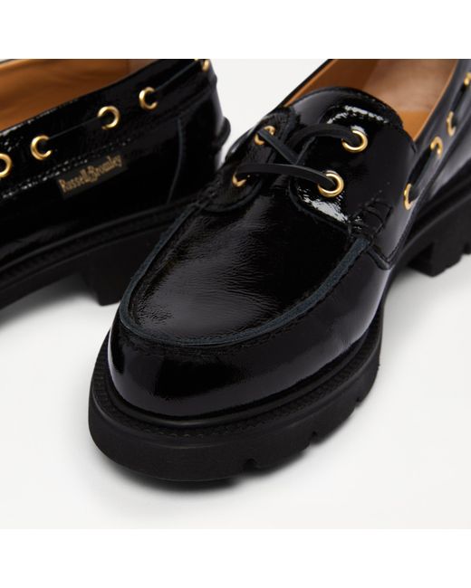 Russell & Bromley Black Quayside Cleated Boat Shoe