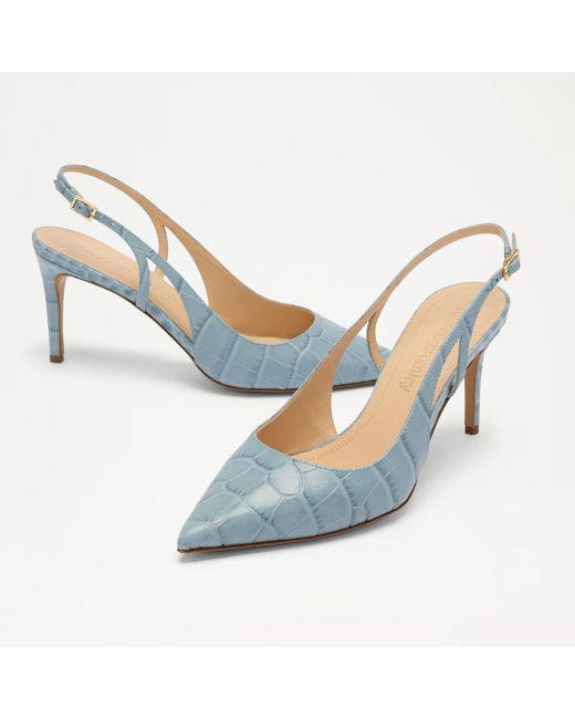 Russell & Bromley Blue Liney Cutout Slingback Heel