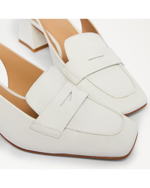 Russell & Bromley White Uptown Sling Mid-heel Loafer Slingback
