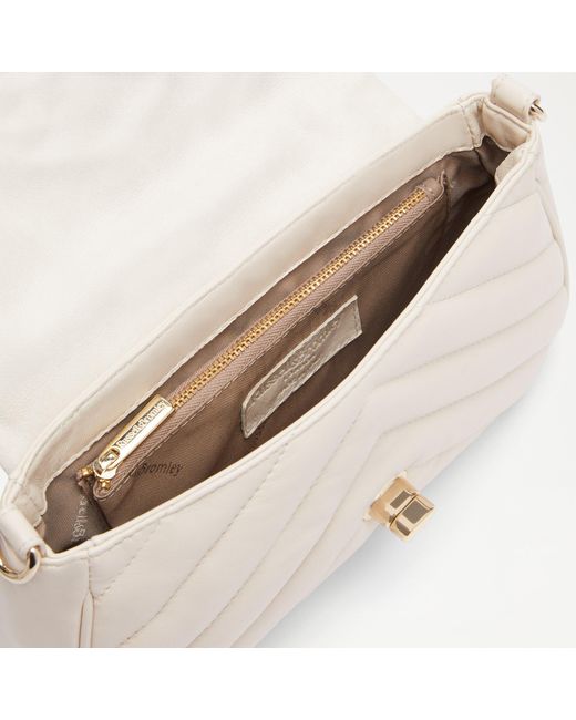Russell & Bromley Natural Jolie Women's White Leather Quilted Curved Shoulder Bag