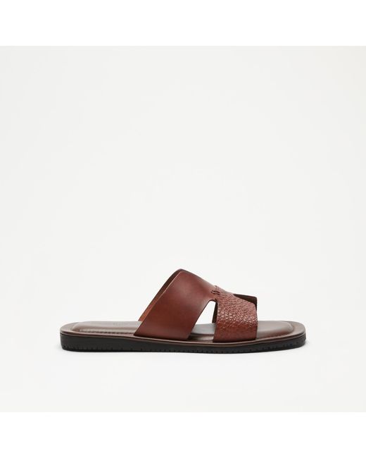 Russell & Bromley Brown Mirage Stitch Double Slide for men